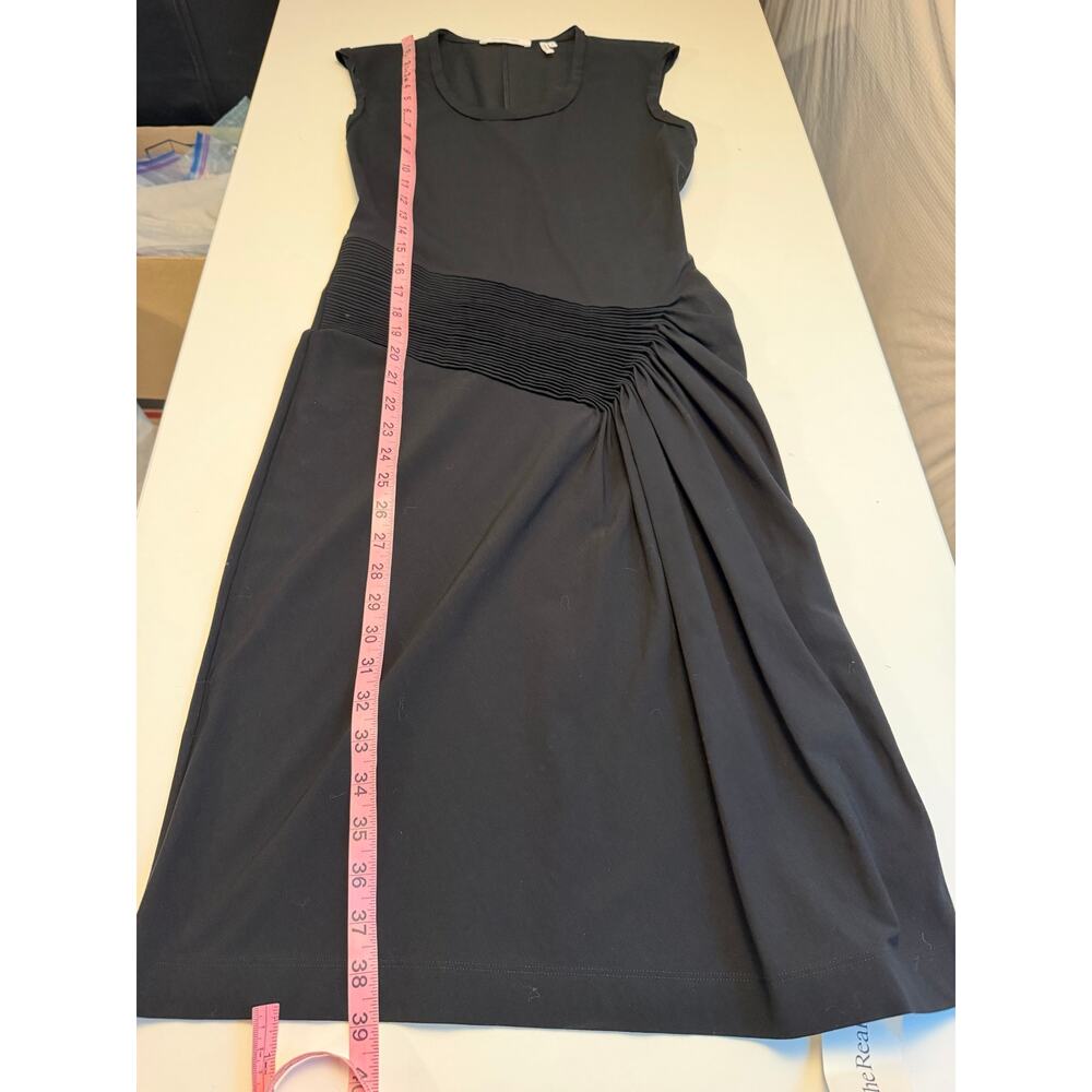 Helmut Lang Womens Black Sleeveless Draped Pleated Midi Dress Minimalist Office - Picture 7 of 9